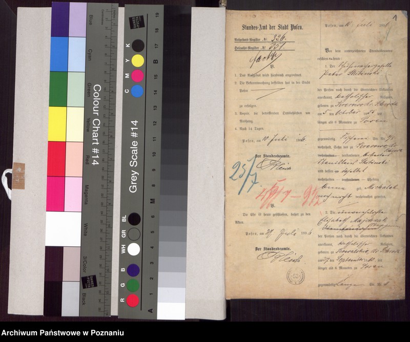 Obraz 3 z jednostki "Die von den Verlobten beigebrachten Urkunden zur Eheschliessung pro 1896"