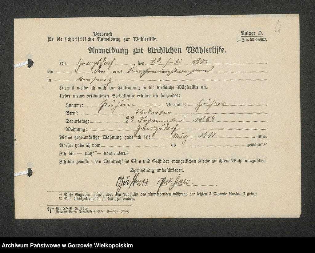 Obraz 7 z jednostki "Anmeldungen zur Wählerliste. Band II"