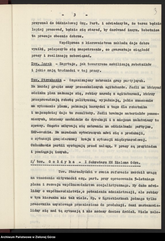 image.from.unit.number "Protokół plenarnego posiedzenia nt.: Wyniki działalności w wojewódzkiej organizacji partyjnej w dziedzinie rozwoju socjalistycznego współzawodnictwa pracy. Załączniki. 13 grudnia 1955 r."