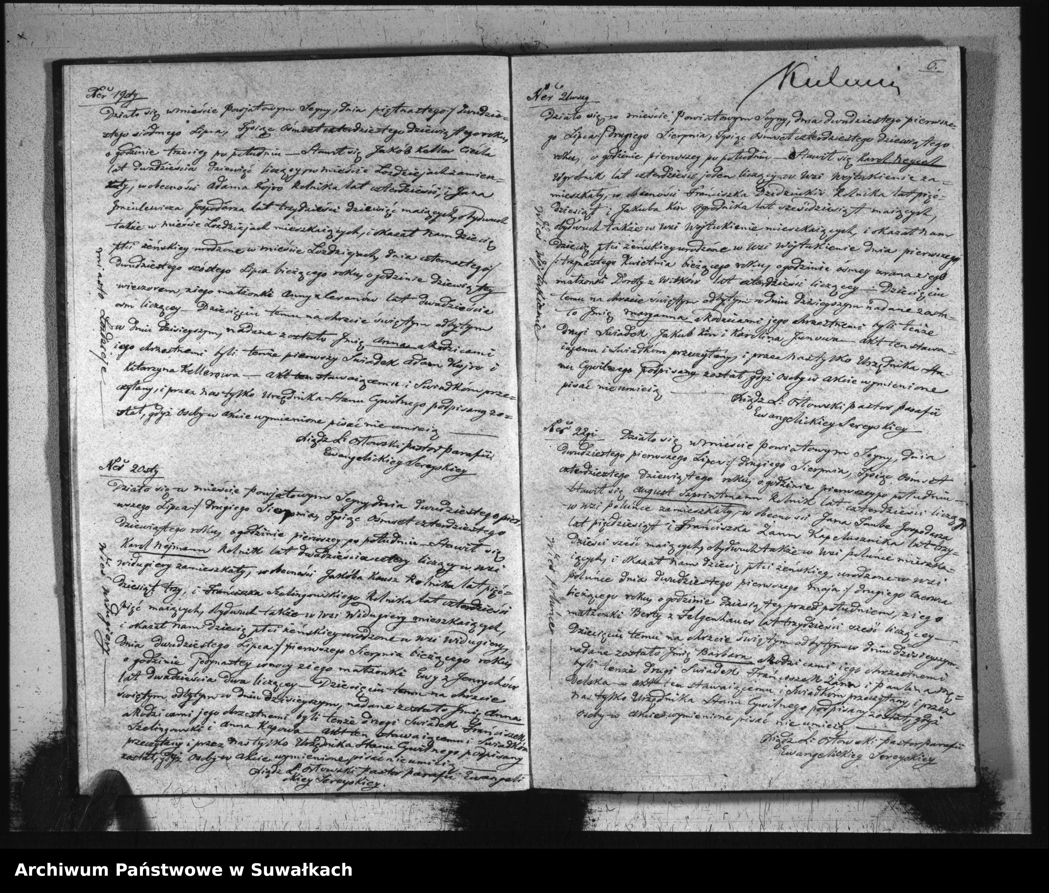 Skan z jednostki: Księga Duplikat do zapisywania Aktów Urodzenia, Zaślubienia i Zeyścia dla Filiału Seyneńskiego Ewangelickiego na Rok 1849.