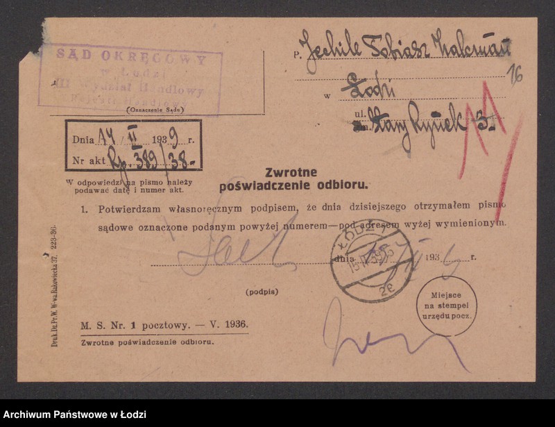 Obraz 18 z jednostki "Jechiel Tobiasz Zalcman – sprzedaż skór"