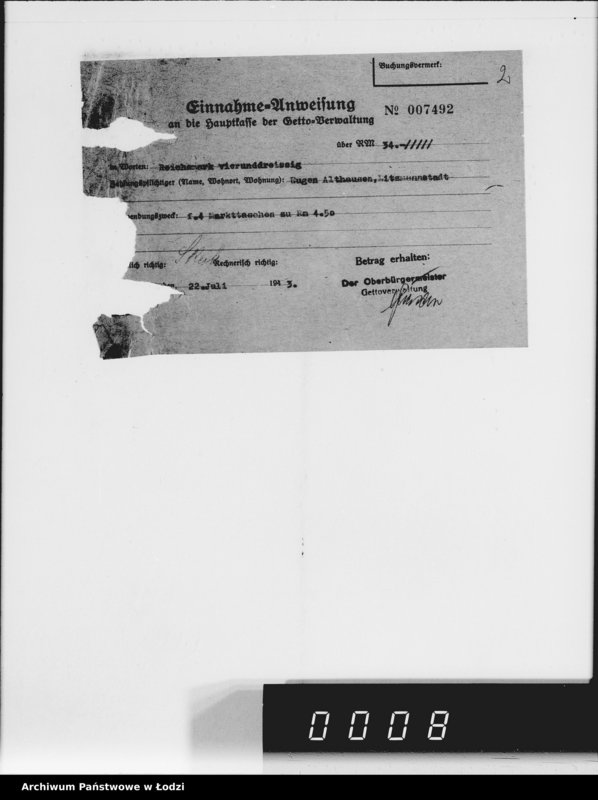 Obraz 6 z jednostki "Einnahme Anweisungen. [za różne wyroby] 73"