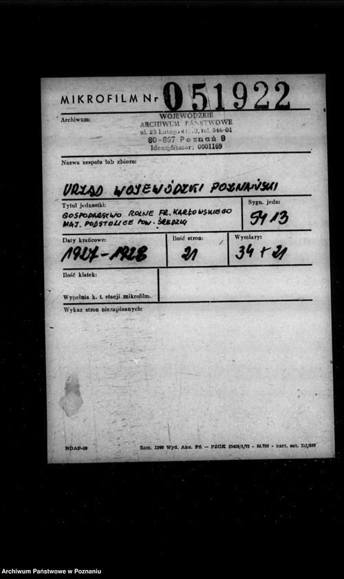 Obraz 2 z jednostki "Gospodarstwo rolne Fr. Karłowskiego maj. Podstolice powiat średzki"