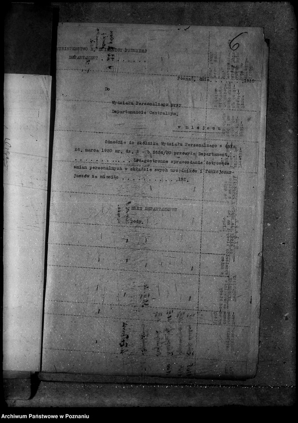 Obraz 10 z jednostki "Sprawy osobowe. Sprawozdania miesięczne stanu personelu departamentu"