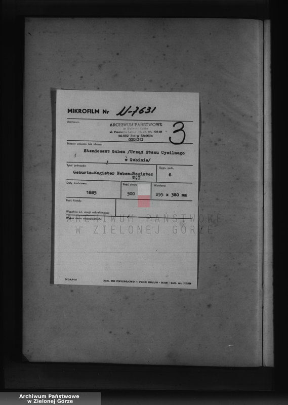 image.from.unit.number "Geburts-Neben-Register, Band I von No 1 bis No 500"