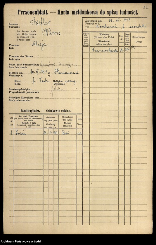 Obraz 14 z jednostki "[Spis ludności Łodzi] Szeferkiewicz-Szemraj"