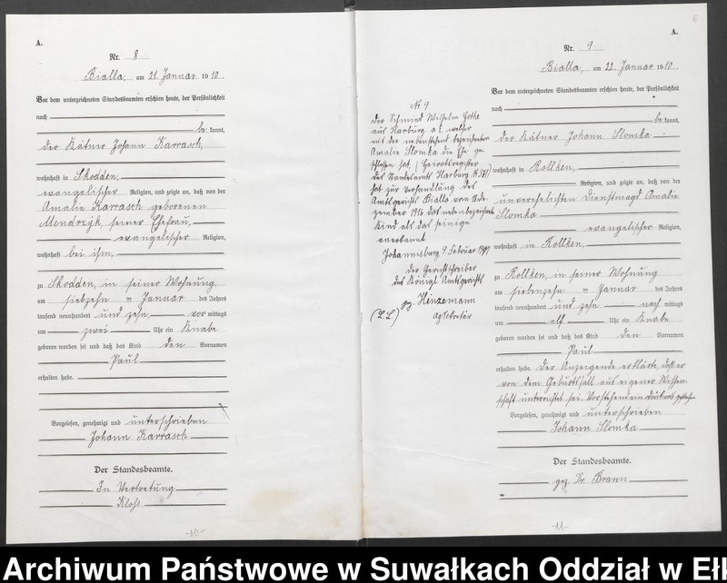 image.from.unit.number "[Geburts-Haupt-Register des Königlichen Preussischen Standes-Amtes Bialla Kreis Johannisburg]"
