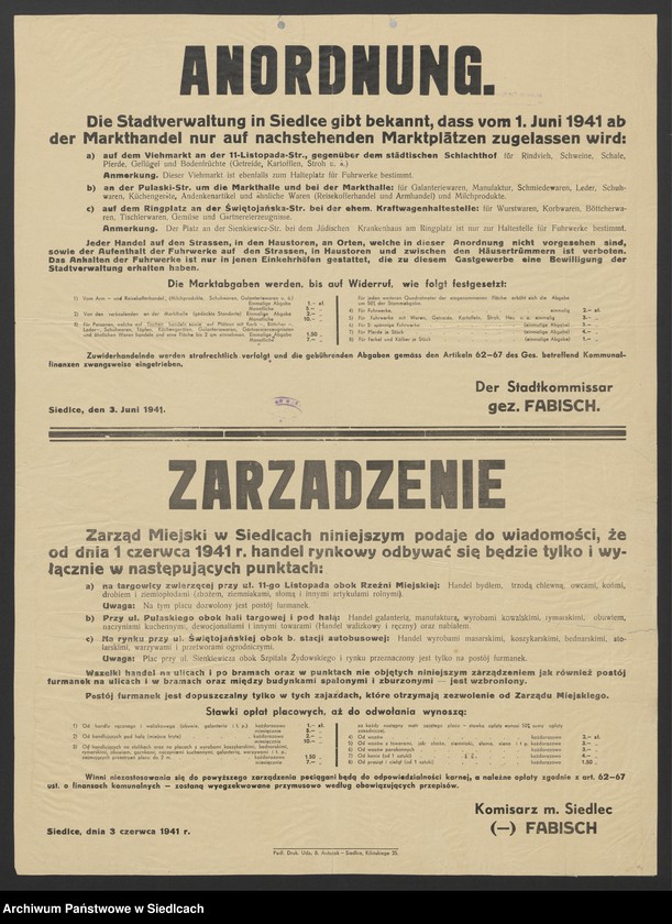 Obraz 3 z kolekcji "Afisze okupacyjne powiatu sokołowskiego 1939-1944.111"