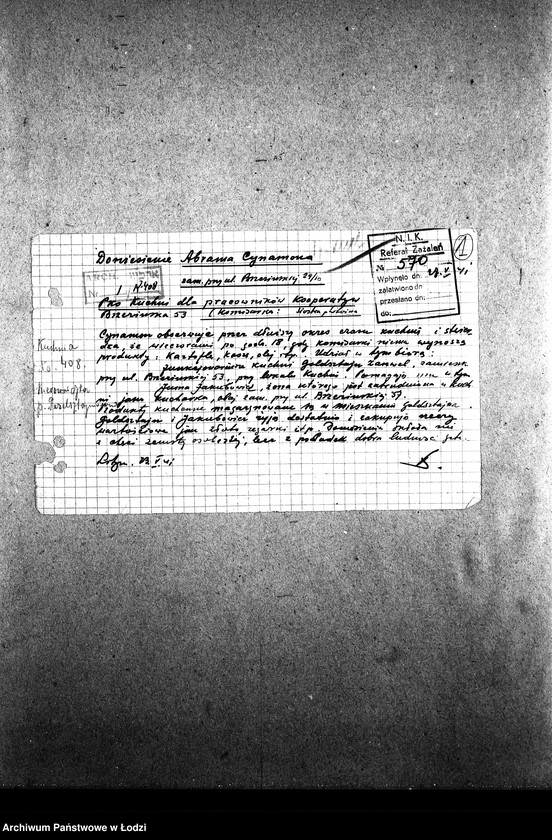 Obraz 4 z jednostki "[Kuchnia nr 408, ul. Brzezińska 53. Kuchnia nr 19, ul. Brzezińska 57a. Kuchnia nr 367, ul. Brzezińska 77. Działalność kuchni, personel, konsumenci, raporty, kontrole]"
