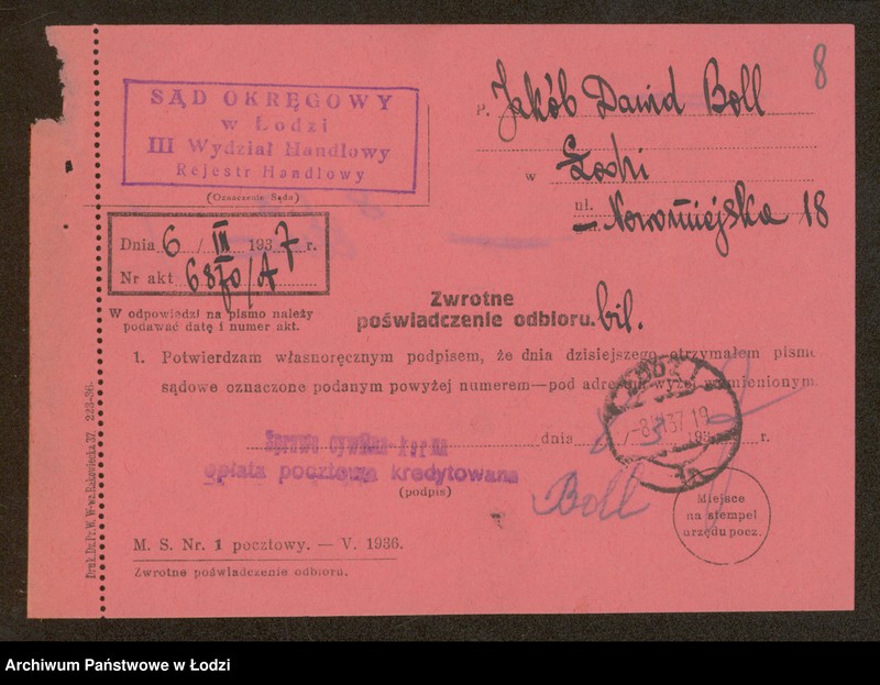 Obraz 10 z jednostki "Jakób Dawid Boll – sprzedaż odpadków bawełnianych"