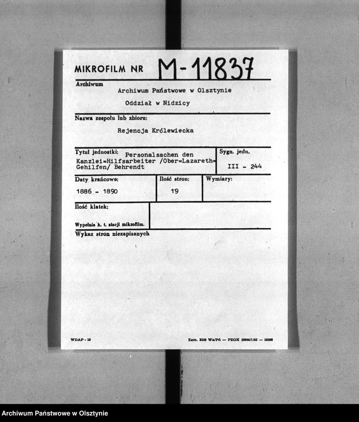 image.from.unit.number "Kanzlei-Hilfsarbeiter (Ober-Lazareth-Gehilfen) Behrendt [Johann Carl]"