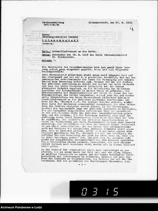 Obraz 8 z jednostki "Belieferung des Gettos mit Medikamenten"