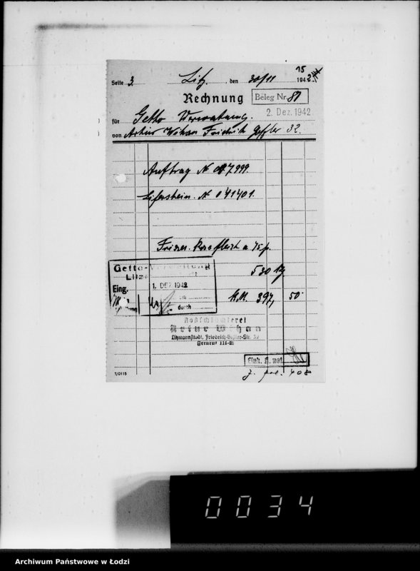 Obraz 19 z jednostki "Lebensmitteleinkauf. Aufträge, [Lieferscheinen und Rechnungen] 17941-18000"