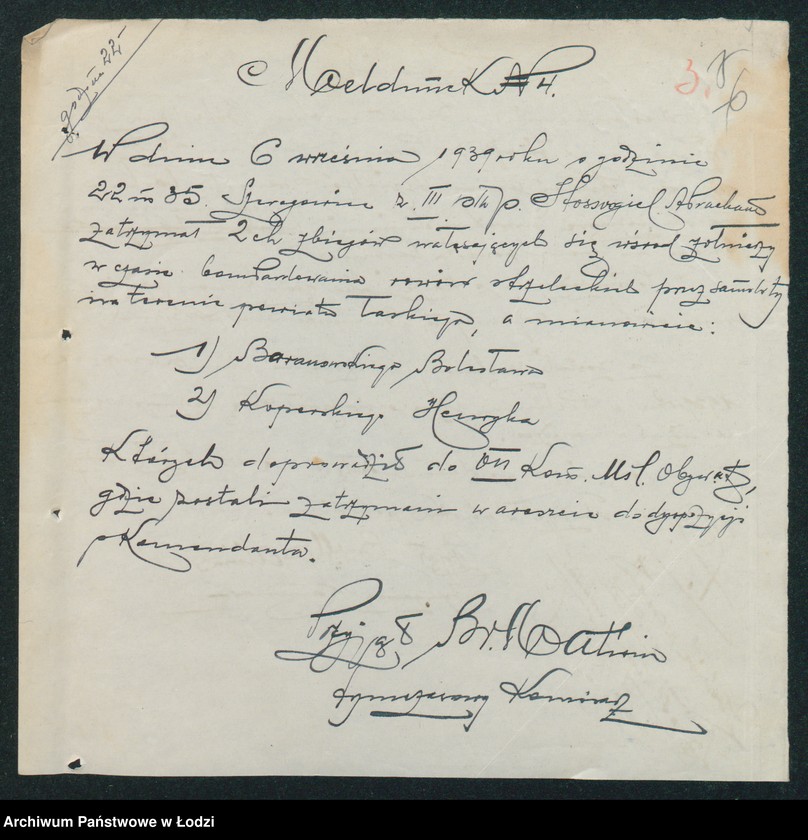 Obraz 9 z jednostki "[Akta VII Komisariatu Milicji Obywatelskiej -protokoły zajść, aresztowań i kradzieży]"