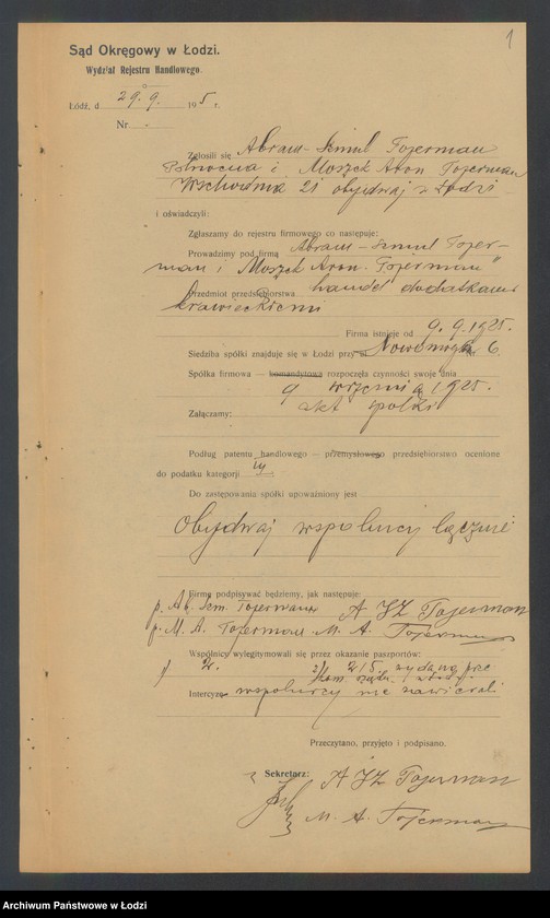 Obraz 3 z jednostki "Abram Szmul Tojerman i Moszek Aron Tojerman- handel dodatkami krawieckimi"