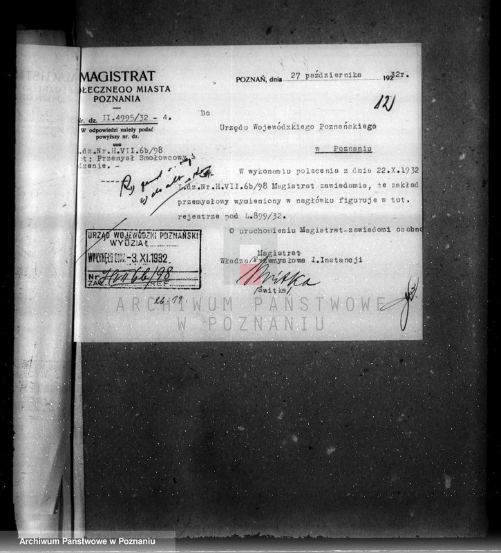 Obraz 16 z jednostki "Zatwierdzenie zakładu przemysłowego /firmy przemysłu smołowego/ Spółka z o.o. dawniej Lindenberg Poznań nr woj. 556"