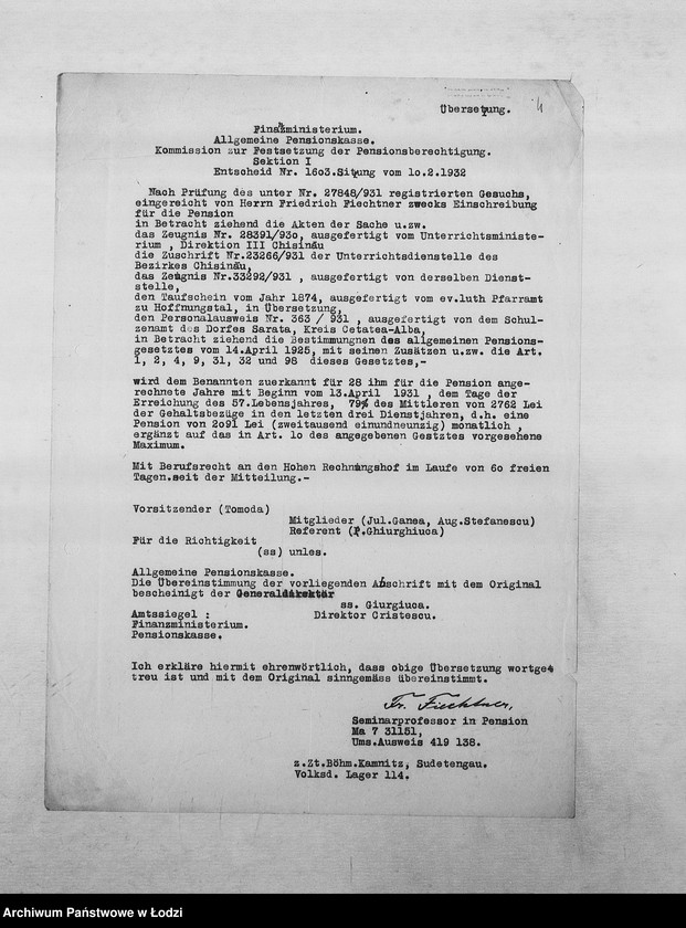 Obraz 7 z jednostki "Banken [Wykazy zagranicznych Żydów wsiedlonych do getta łódzkiego, którym należały się renty od instytucji ubezpieczeniowych oraz banków zachodnich]"