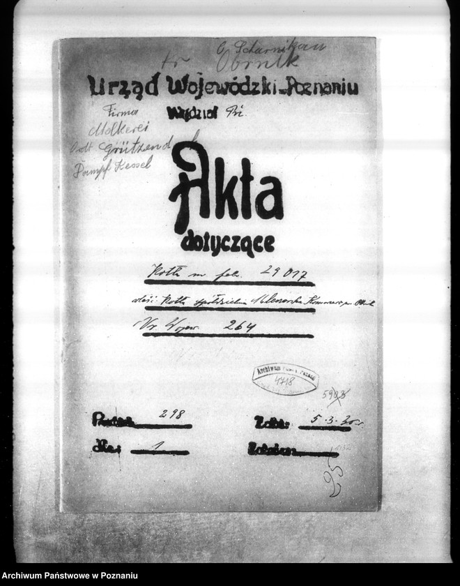 Obraz 4 z jednostki "Spółdzielnia Mleczarska w Komorzewie, pow. obornicki nr woj. 864"