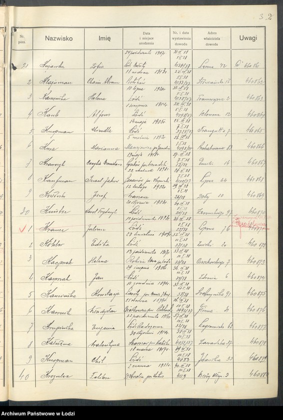 image.from.unit.number "Ewidencja dowodów osobistych wydanych przez Zarząd Miejski w Łodzi, zespół nr 4 [- nazwiska na literę K]"