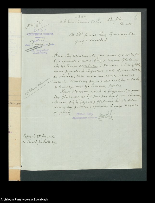 image.from.unit.number "[Korspondencja Zarządu Tymczasowej Rady Obywatelskiej Okręgu Suwalskiego z władzami miasta Augustowa]"