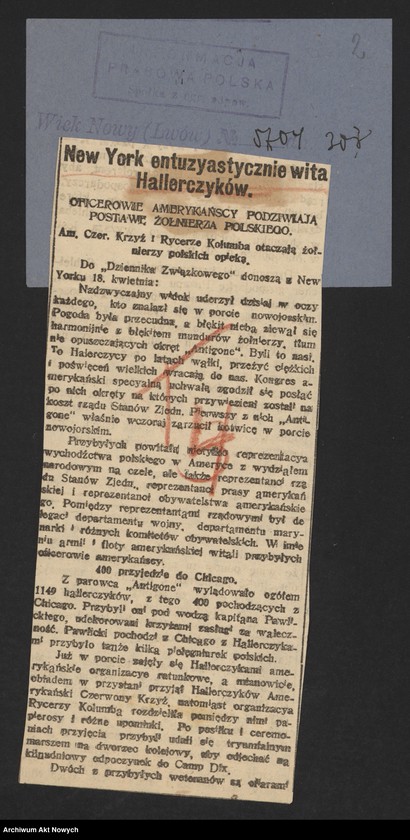 image.from.unit.number "Walki Armii Ochotniczej pod Warszawą. Wycinki prasowe."