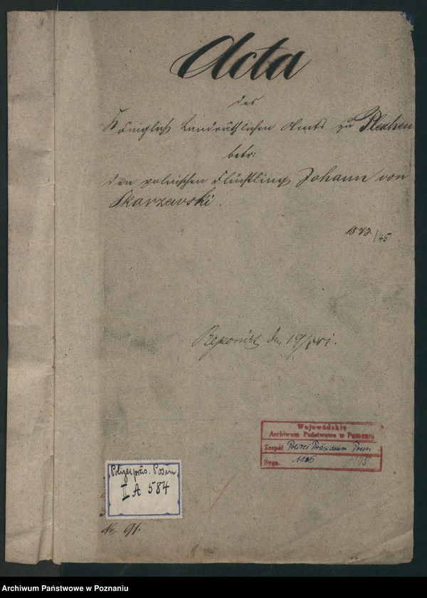 Obraz 1 z jednostki "A. betr. den polnischen Flüchtling Johann von Skarzewski"