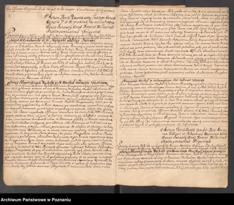 Obraz 10 z jednostki "Sub felici regimine nobilis et spectabilis domini Mathiae Czochron, notariatu excellentis et nobilis Joannis Barszczewski utriusque iuris doctoris, apostolici et officii praesentis notarii liber actorum officii consularis."