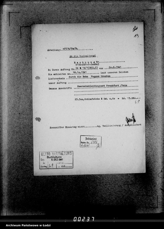 Obraz 17 z jednostki "297 Schlafsäcke. Auslieferungen"