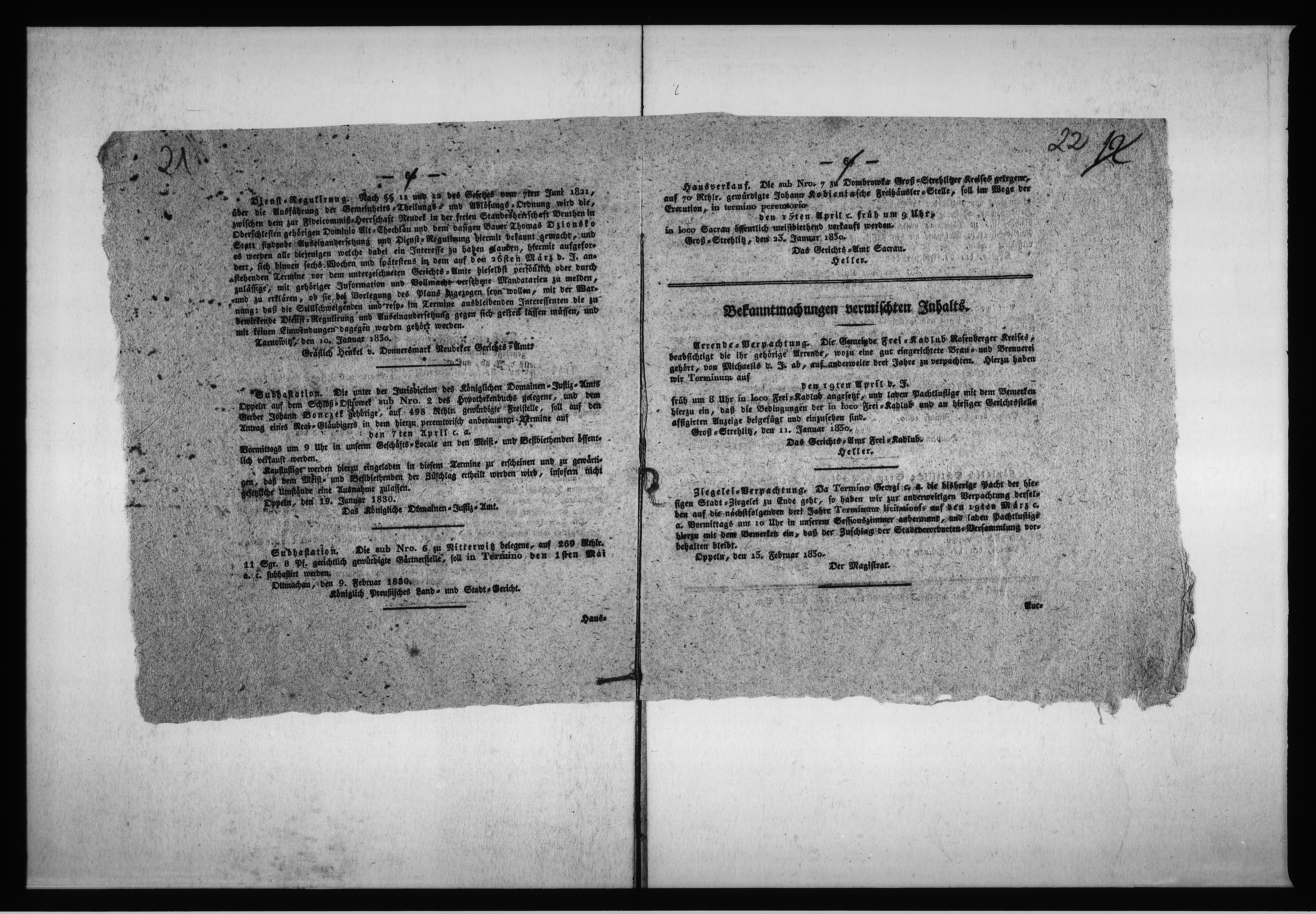 Obraz 18 z jednostki "Acta des Magistrats zu Oppeln von Verpachtung der Stadt Ziegeley Vol. IV de anno 1829 - 1836"