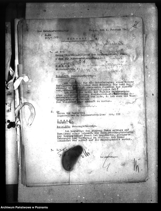 Obraz 8 z jednostki "Wohnungszuweisungen für Deutsche. Verdrängung der Polen."