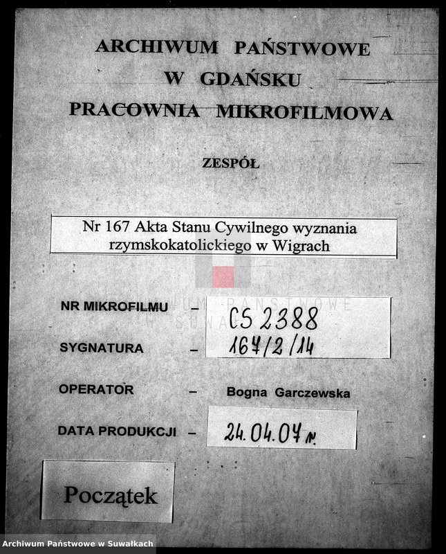 image.from.unit.number "Dowody służące do Aktów Ślubnych Gminy Wigierskiey na Rok 1826."