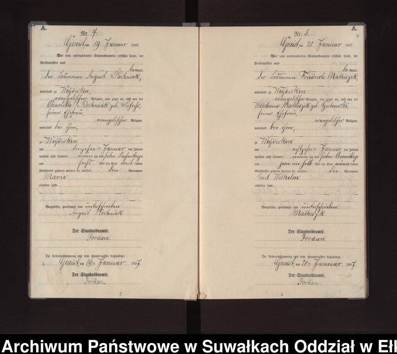 image.from.unit.number "Geburts-Neben-Register des Königlichen Preussischen Standes-Amtes Gneist Kreis Loetzen"