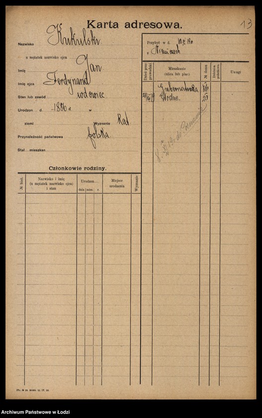 Obraz 15 z jednostki "[Spis ludności Łodzi] Kukulski - Kulik"