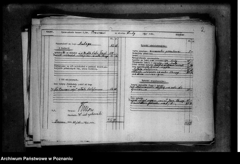 Obraz 6 z jednostki "Sprawozdania kasowe Zarządu Okręgowego Zjednoczenia Zawodowego Polskiego"