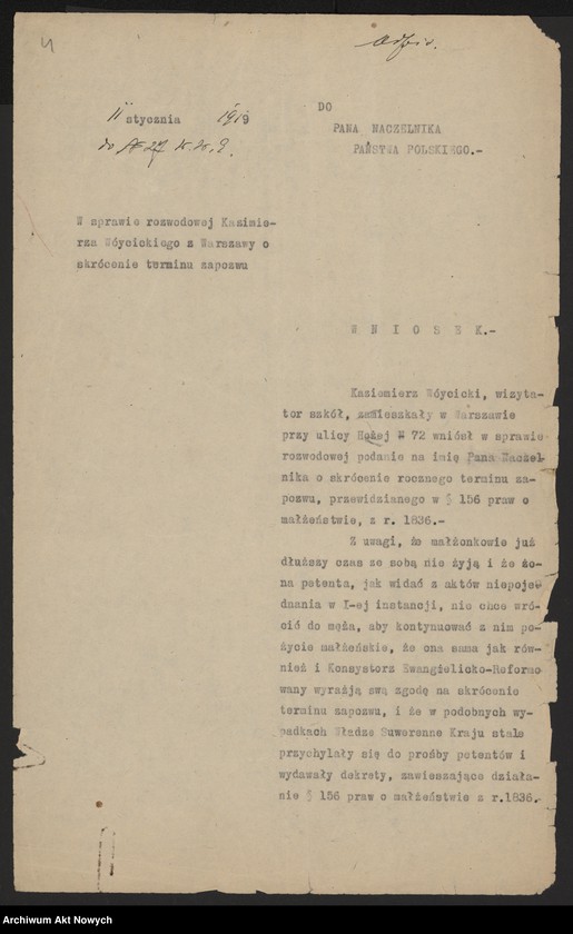 image.from.unit.number "(Reskrypty Naczelnika Państwa dotyczące skrócenia rocznego terminu zapozwu w sprawach rozwodowych rozpatrywanych przez Ewangelicko - Reformowany Sąd Konsystorski)"