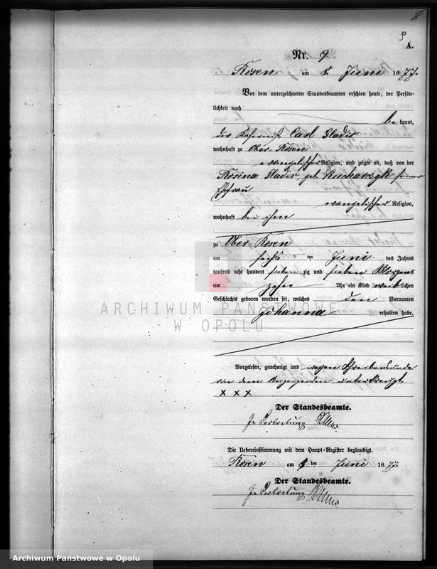 image.from.unit.number "Geburts-Neben-Register Standesamts Rosen pro 1877"