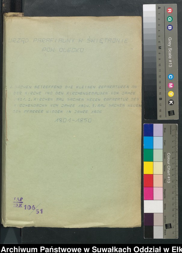 image.from.unit.number "1. Sachen betreffend die Kleinen Reparaturen an der Kirche ind den Kirchengebäden vom Jahre 1801. 2. Kirchen Bau Sachen wegen Reparatur des Kirchendachs vom Jahre 1804. 3. Bau sachen wegen des Pfarrer Widdem im Jahre 1806"