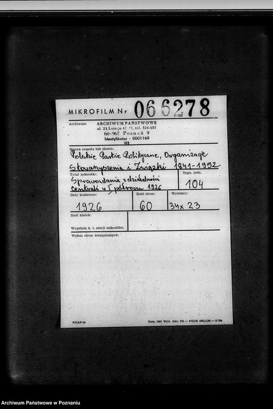 Obraz 2 z jednostki "Sprawozdania z działalności centrali w I półroczu 1926"