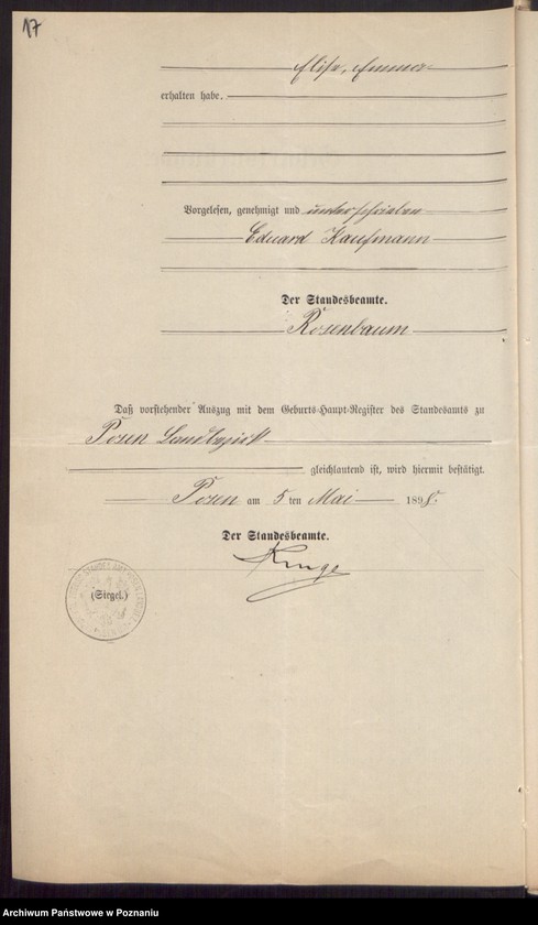 Obraz 19 z jednostki "Die von den Verlobten beigebrachten Urkunden zur Eheschliessung pro 1898"