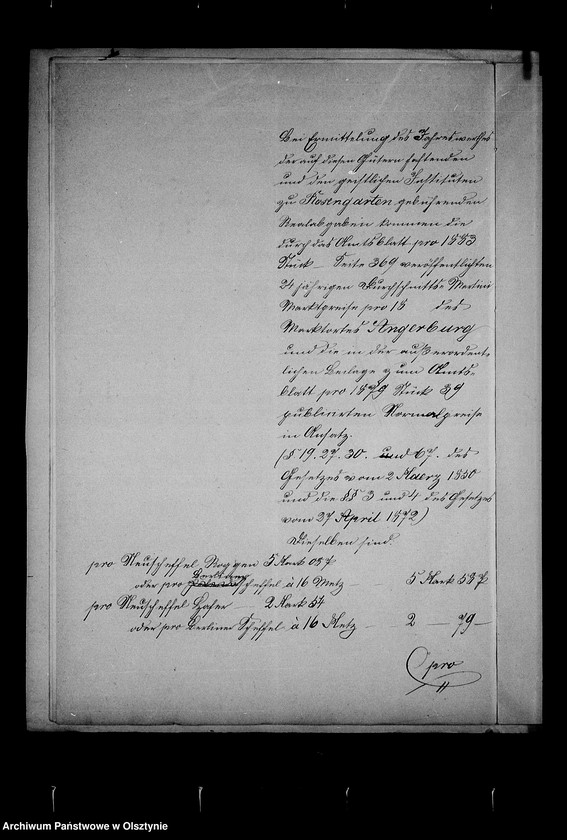 image.from.unit.number "/Recess in der Reallasten- Ablösungssachen der Kirchengemeinde Rosengarten von der Kgl. Gen. Kommision für die Provinzen Ost- u. Westpreussen u. Posen mit Ablösungsberechnung in Abschrift/"