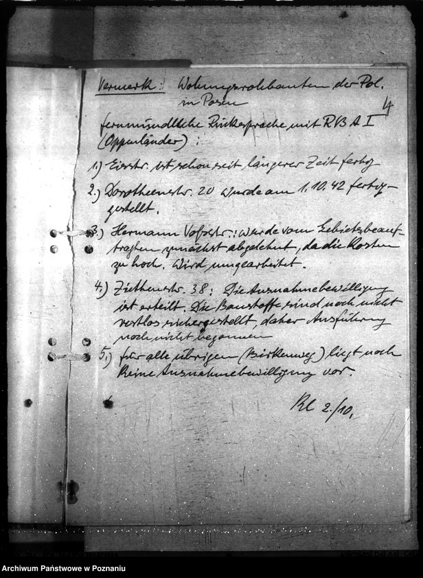 Obraz 8 z jednostki "Schaffung von Mietwohnungen für die Ordnungspolizei und Kriminalpolizei. Allgemein"