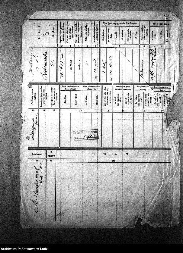 Obraz 6 z jednostki "[Kuchnia nr 139, ul. Wrocławska 6 (Lutomierska 41). Działalność kuchni, personel, konsumenci, kontrole]"