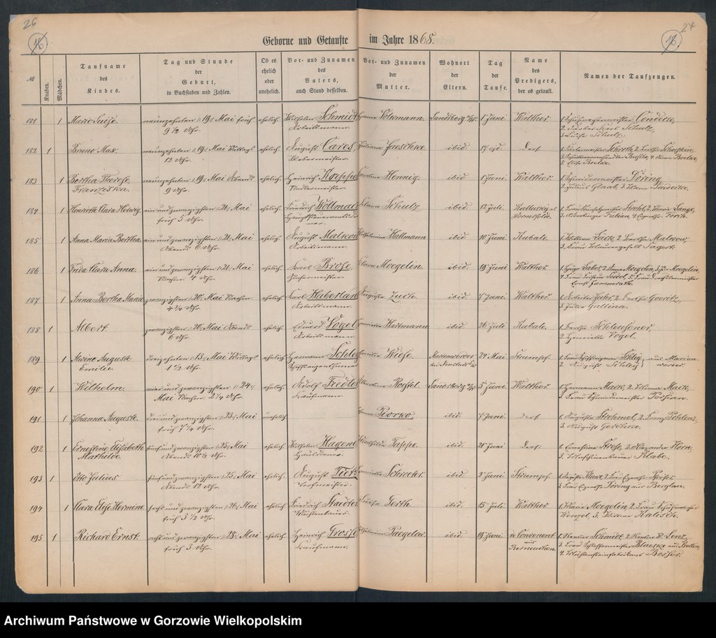 image.from.unit.number "Duplikate der Hauptkirche zu Landsberg an der Warthe (zawiera także księgę zgonów Konkordien, reformirte und Militair Kirchen Gemeinde z 1868 r.)"