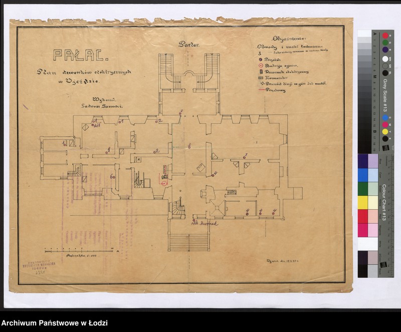 Obraz 1 z jednostki "Pałac. Plan dzwonków elektrycznych w Ujeździe"