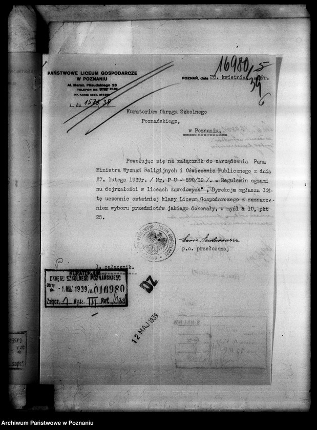 Obraz 10 z jednostki "Państwowe Liceum Gospodarcze- Poznań [lista uczennic klasy II. lic.]"