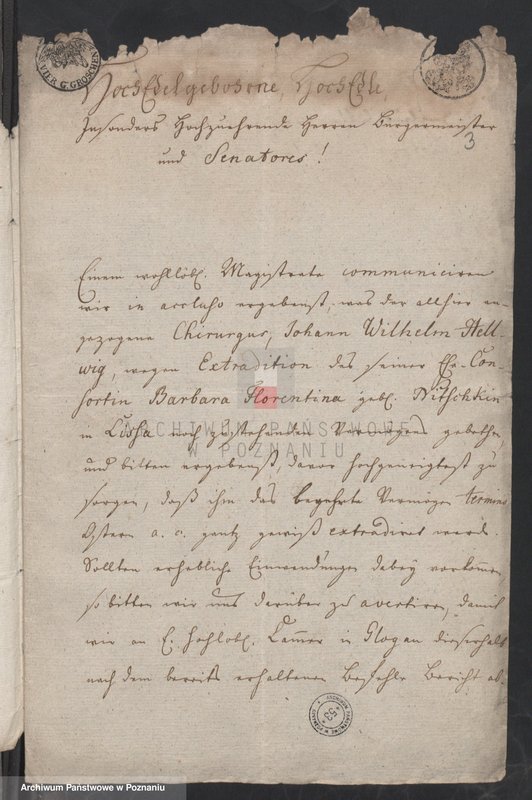 image.from.unit.number "Rekwizycje władz miasta Winska (Winzig) w sprawie: 1. zamożności chirurga Hellinda, 2. zaświadczenia dla dzieci po zmarłym Janie Fryderyku Trauwaldzie; język niemiecki"