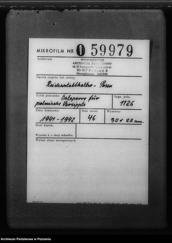 Obraz 2 z jednostki "Ostsperre für polnische Versippte"