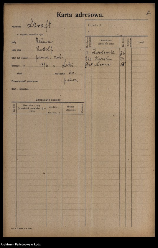 Obraz 16 z jednostki "[Spis ludności Łodzi] Szpulińska-Szron"