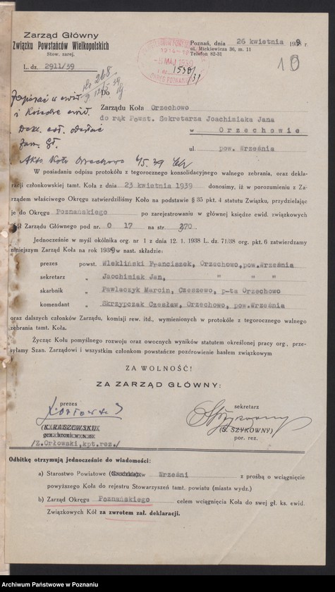 Obraz 13 z jednostki "Orzechowo, powiat Września - akta koła."