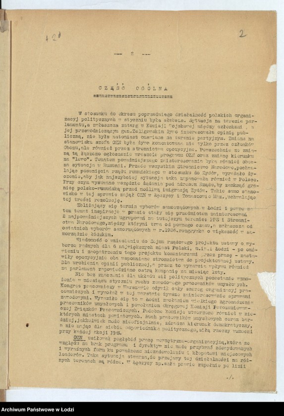 Obraz 5 z jednostki "[Sprawozdania miesięczne wojewody z ruchu zawodowego, społecznego i narodowościowego]"